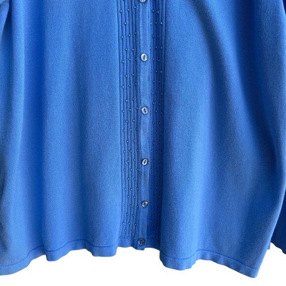 Maggie Barnes Womens Blue Button-Front Knit Beaded Long Sleeve Cardigan Sweater - Picture 6 of 9